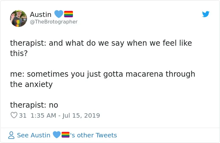 People Are Tweeting Self-Deprecating Therapy Conversations And They're Hilarious (30 Pics)