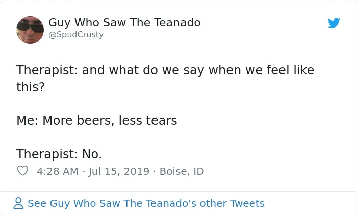 People Are Tweeting Self-Deprecating Therapy Conversations And They're Hilarious (30 Pics)