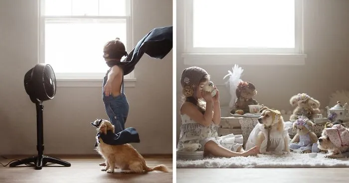 I Photograph My Daughter Together With Our Dog To Show The Inseparable Bond Between Them (18 Pics)