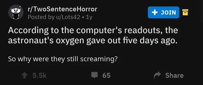 Reddit post of Lots42 about astronauts oxygen 