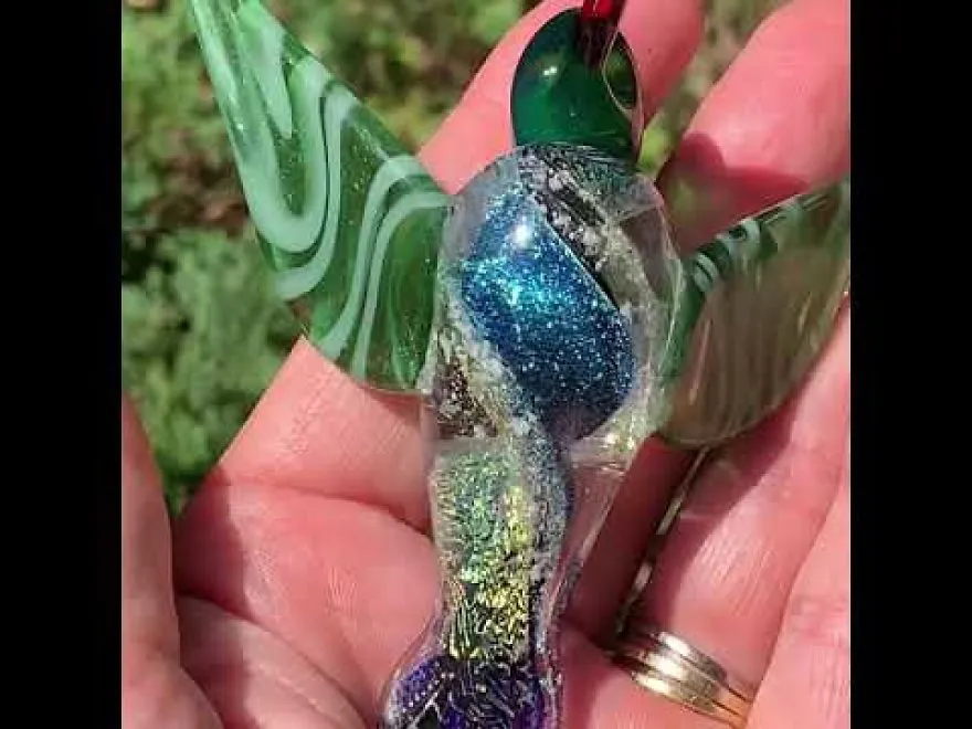 Glass Hummingbirds With Cremation Ashes