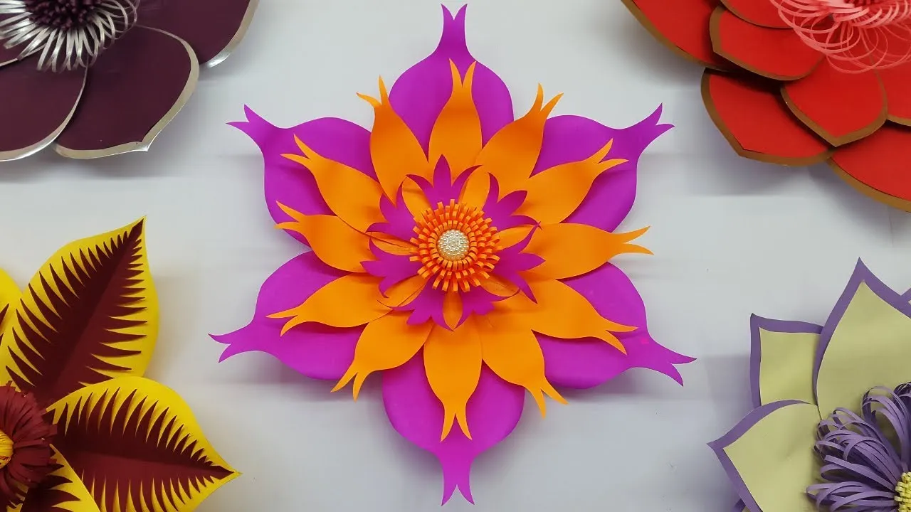 Easy Paper Flower Backdrop Tutorial With Free Template | Paper Craft