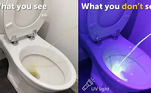 UV Light Reveals The Unseen Splashback Created Every Time A Man Stands Up To Pee