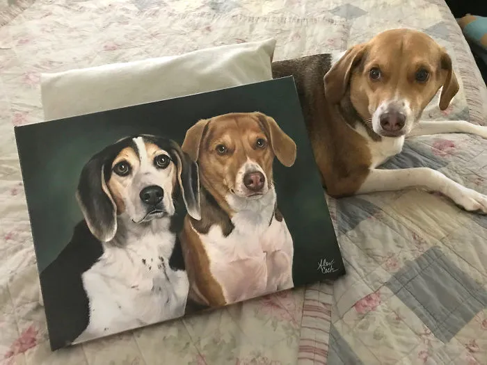 I Paint Custom Pet Portraits And Seeing Them With Their Paintings Is Definitely The Best Thing (11 Pics)