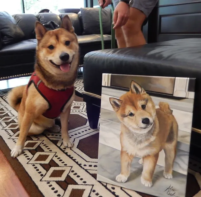 I Paint Custom Pet Portraits And Seeing Them With Their Paintings Is Definitely The Best Thing (11 Pics)