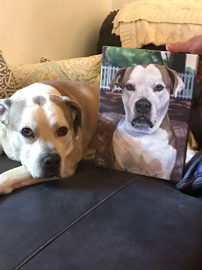 I Paint Custom Pet Portraits And Seeing Them With Their Paintings Is Definitely The Best Thing (11 Pics)