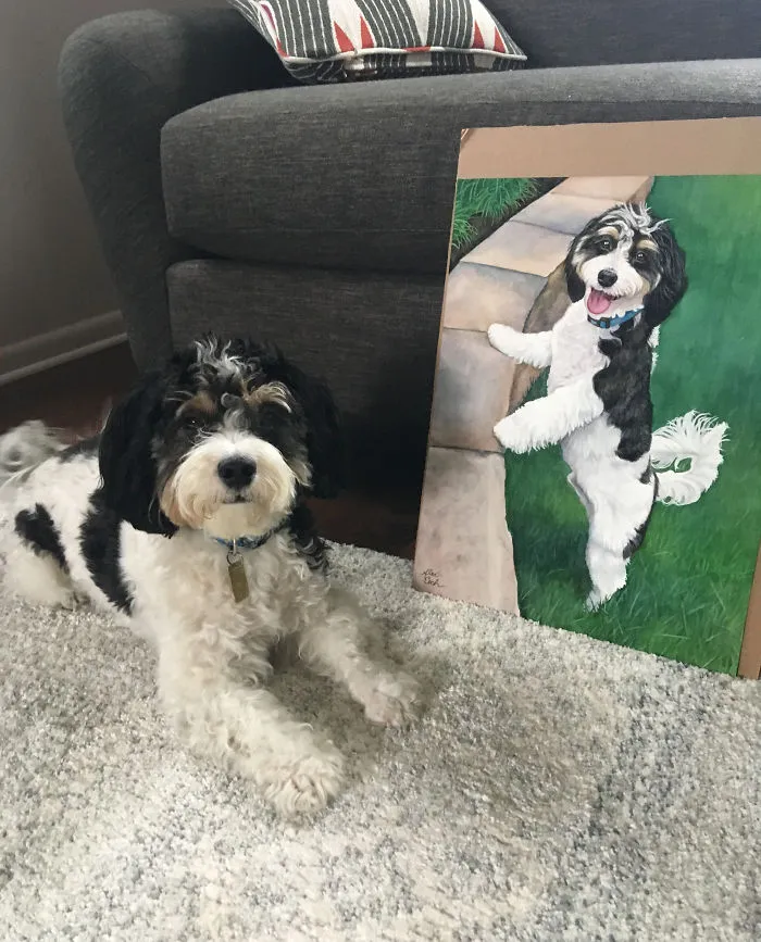 I Paint Custom Pet Portraits And Seeing Them With Their Paintings Is Definitely The Best Thing (11 Pics)