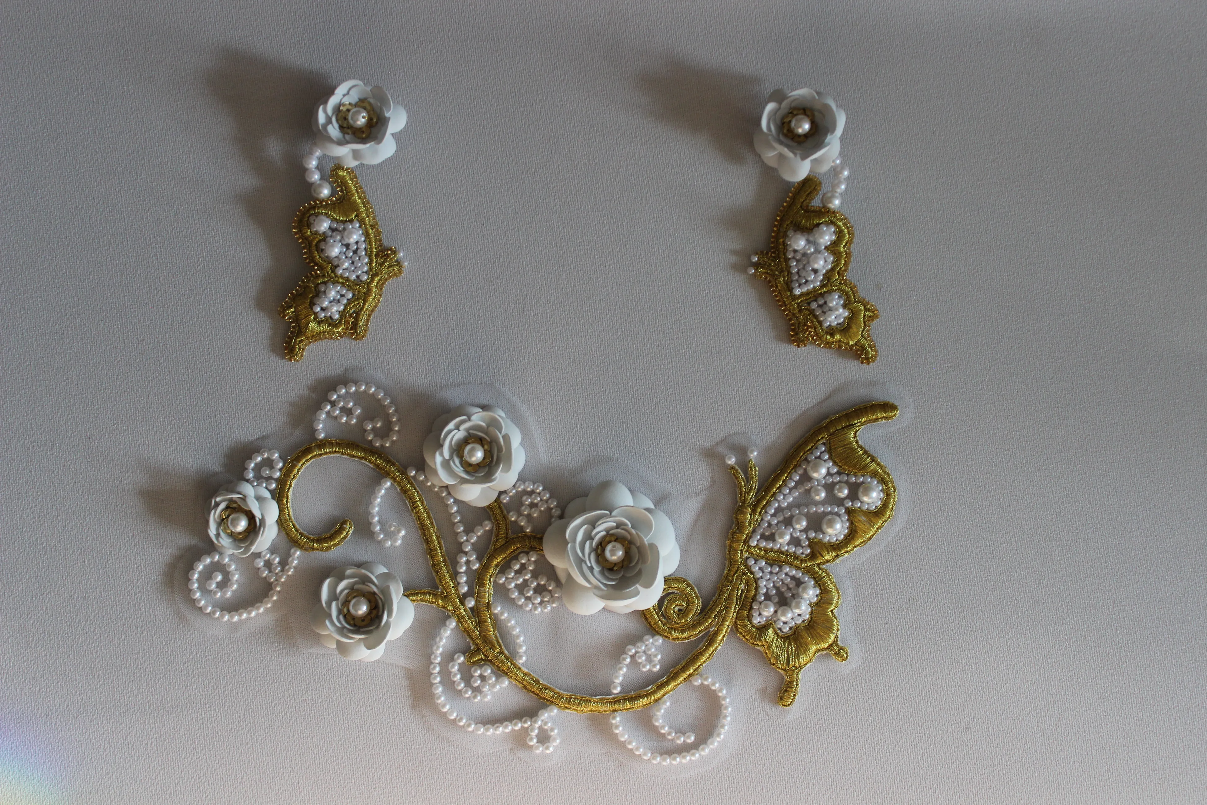 Beautiful Necklace And Earrings From Embroidery.