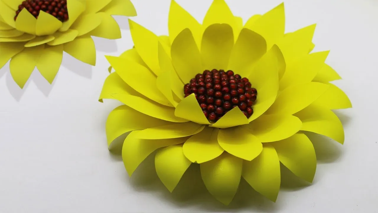 How To Make DIY Sunflower By Paper | DIY Sun Flowers Tutorial | Craft Paper Sunflower Making Step By Step