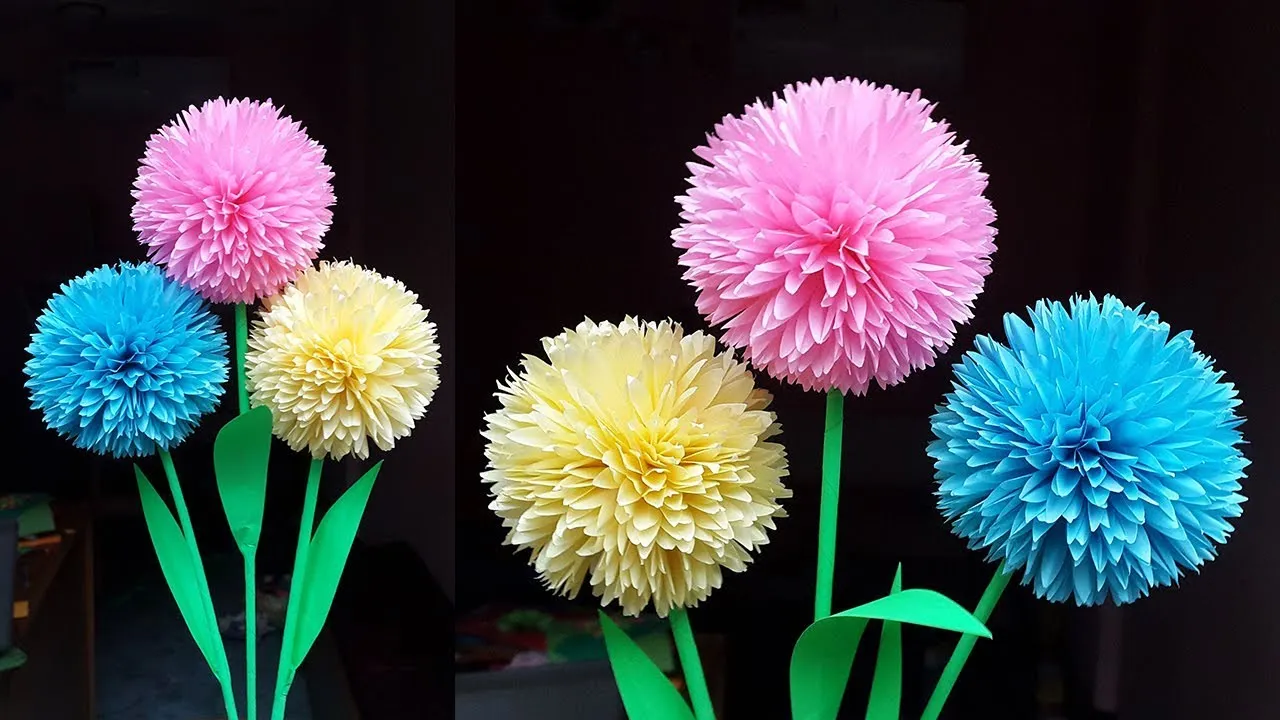How To Make Round Flower With Tissue Paper | DIY Paper Flowers