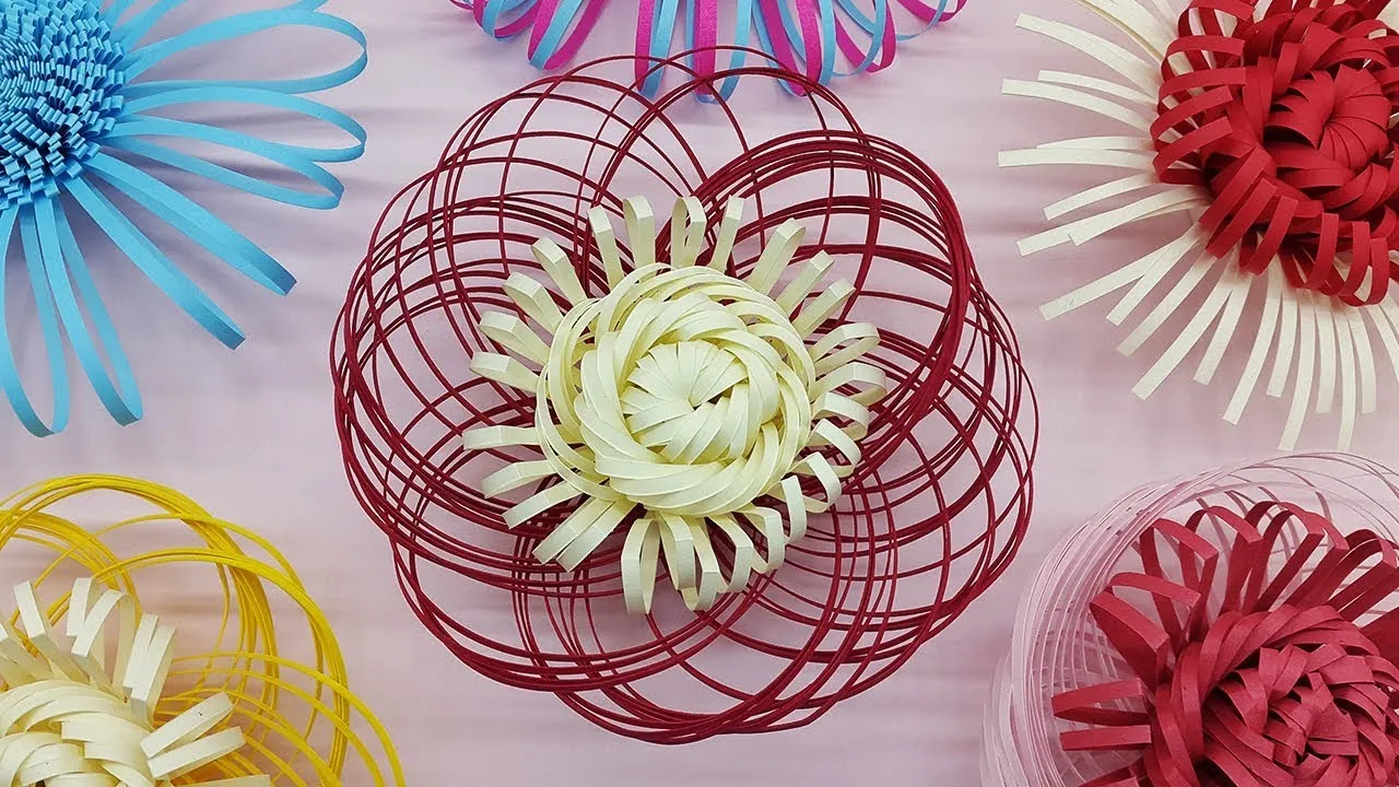 Giant Paper Flowers Fluffy Center Making Tutorial | Paper Craft