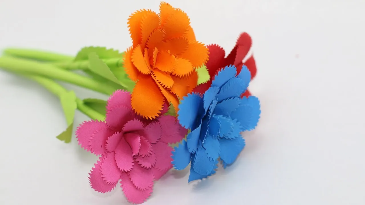 How To Make Easy Colorful Paper Stick Flower - Stick Flowers Ideas