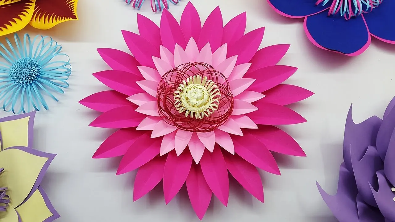 Easy Paper Flower Backdrop Tutorial With Free Template | Giant Paper Flowers