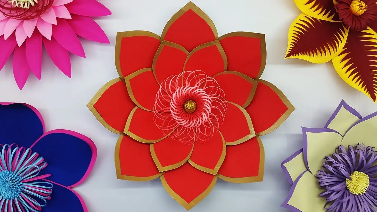 DIY Paper Flowers Making Tutorial And Free Template | Paper Flower Backdrop
