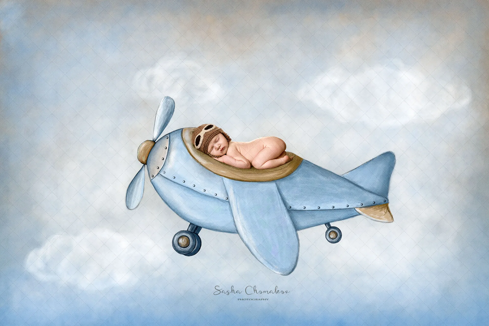 I Paint This Backgrounds By Hand , Stroke By Stroke  . I Do It On The Computer Using My Tablet . After The Drawing Is Done I  Composite The Pictures Of The Baby Over The Hand Painted Background . I Have A Few  Drawn On Paper But The Digital Drawing Is Better Quality So I Learned To Do It On The Computer . I Use Photoshop For Both , The Drawing And The Composite .