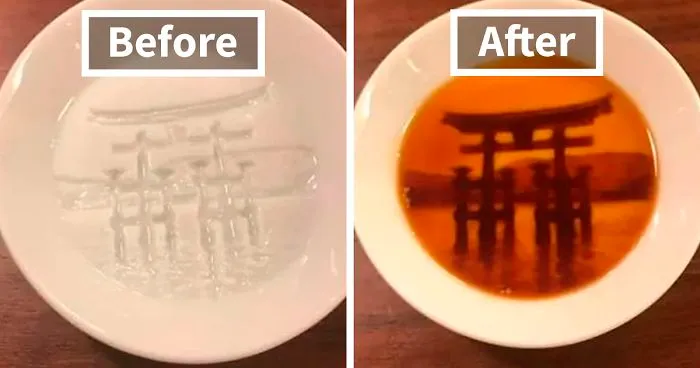 After Pouring Soy Sauce Into These Plates, Entire "Hidden Paintings" Appear