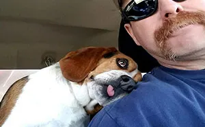 Man Rescues A Beagle From Being Euthanized In A Shelter, The Dog Can't Contain His Gratitude, Hugs His Rescuer