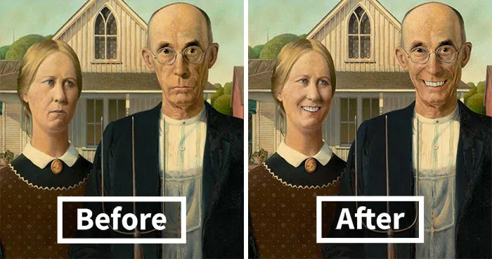 Most Famous Paintings Are Sad, So We Wanted To See What They Would Look Like With Smiles (24 Pics)