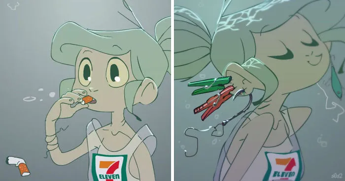 Artist Imagines A Little Mermaid Living In The XXI Century And It's Depressing