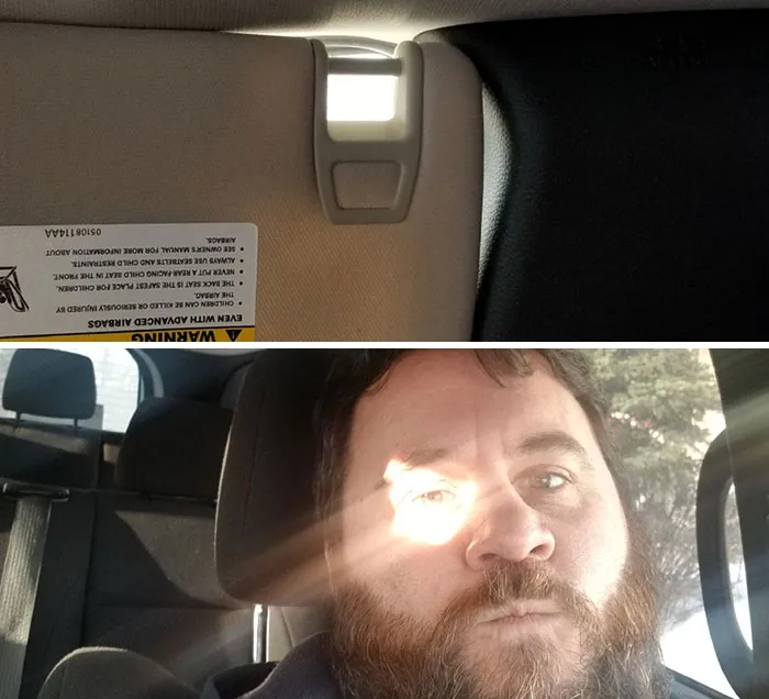 Put My Visor Down In The Side To Block The Sun