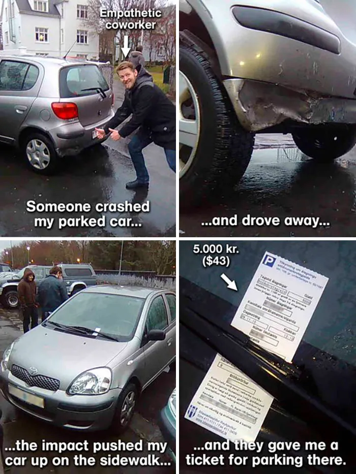 Crashed Car And A Parking Ticket