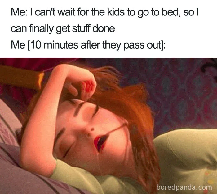 Woman asleep with mouth open and drool, illustrating tiredness in funny sleeping memes content.