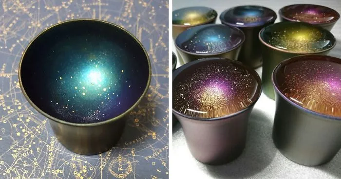 Clever Design Turns Ordinary Cups Into Liquid Galaxies When Something Is Poured Into Them