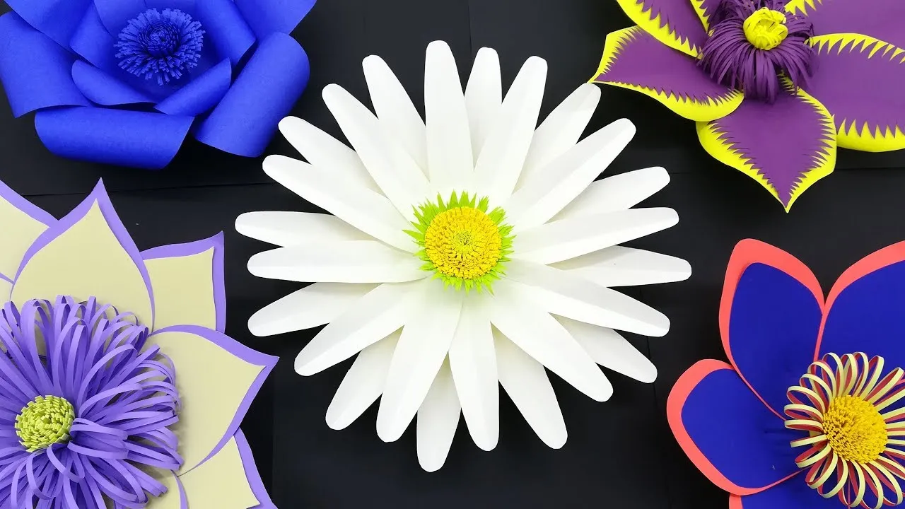 Gaint Flower Decoration Ideas - Paper Flower Design Backdrop With Free Template - DIY