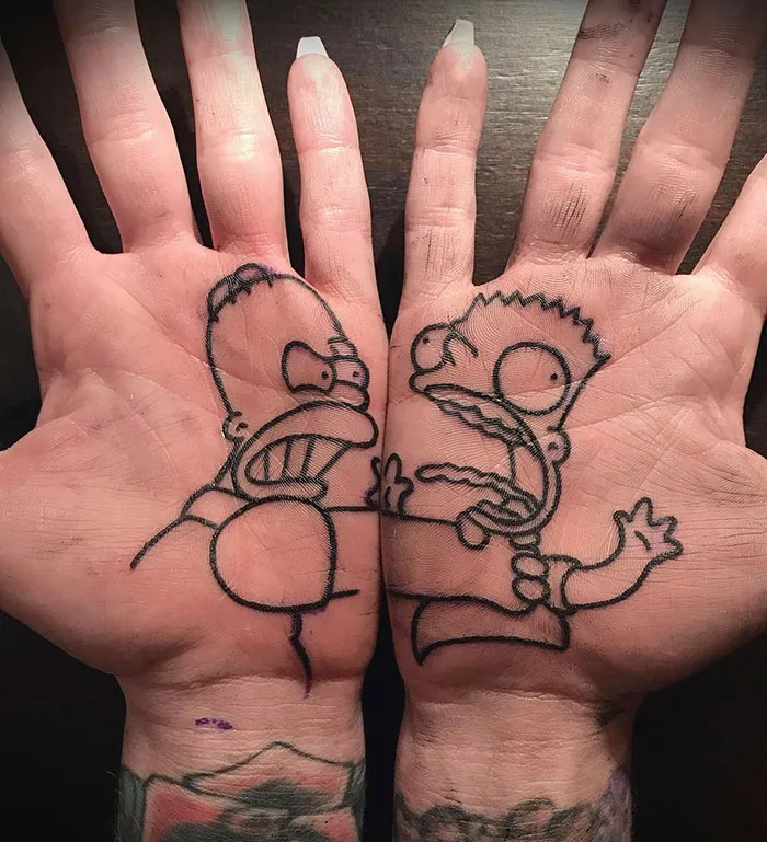 Palm Tattoo Inspired By The Simpsons