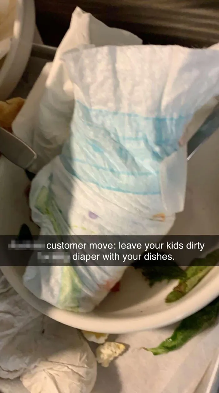 Leaving Dirty Diapers At Your Table After Leaving A Restaurant Is Pretty Trashy