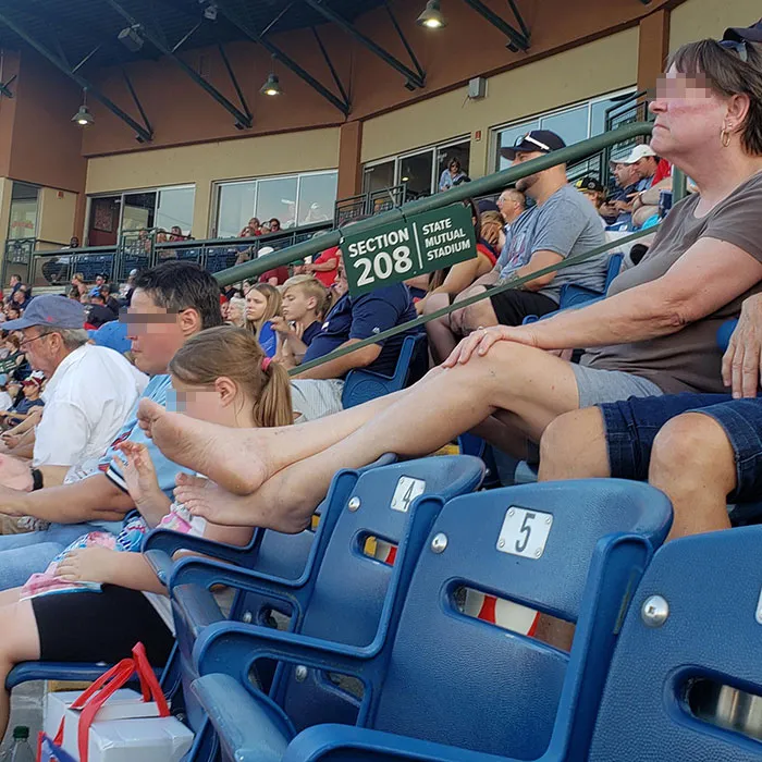 Imagine Going To A Baseball Game And Having Feet Beside Your Face