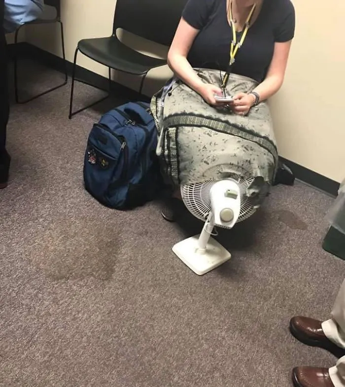 Using The Only Fan In A Crowded, Warm Waiting Room To Cool Off Your Hot Box