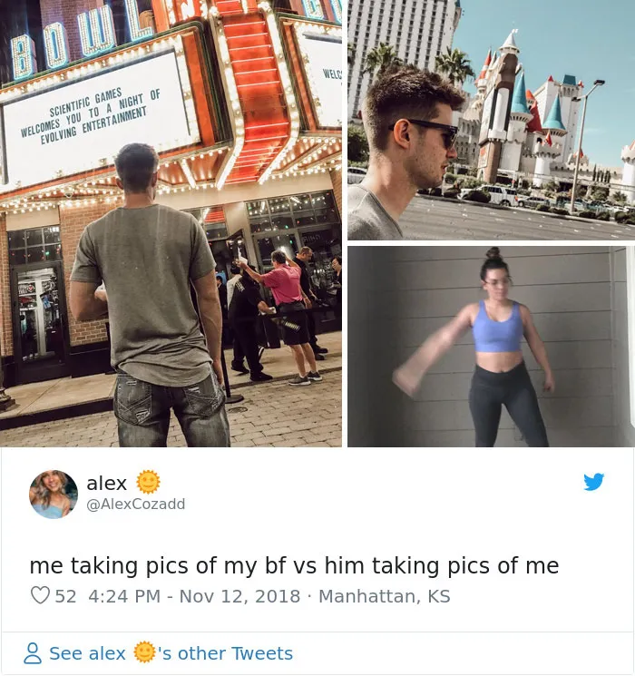 Yo haciendo fotos de mi novio y él haciéndome fotos a mi