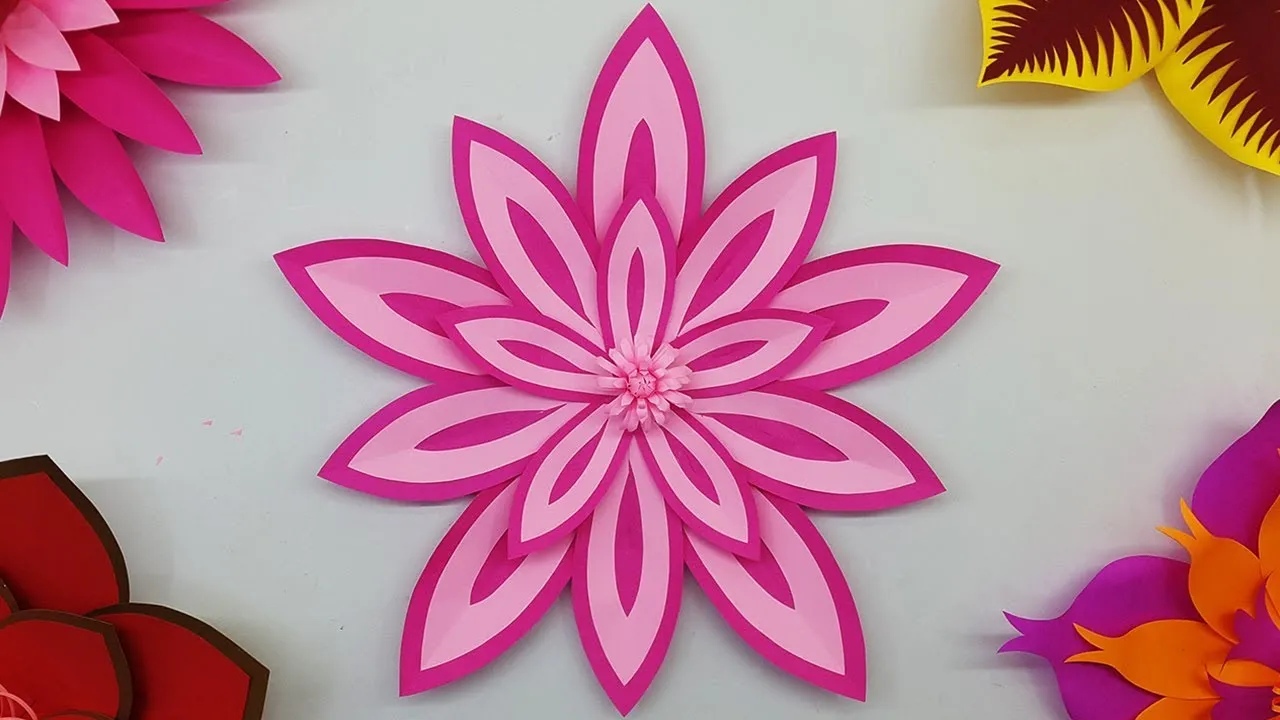 Paper Flower Backdrop For Wall Decorations And Free Template