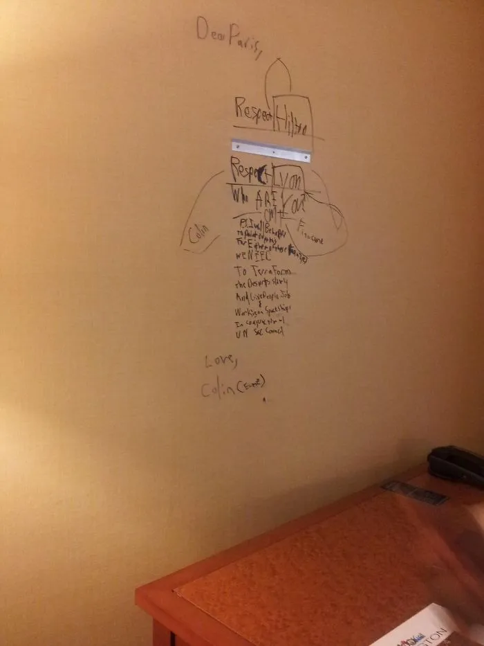 I Work The Front Desk Of A Hotel. A Guest Told Me He Had Created A Piece Of Art That He Wanted To Sell To Paris Hilton. We Went To His Room And Found This