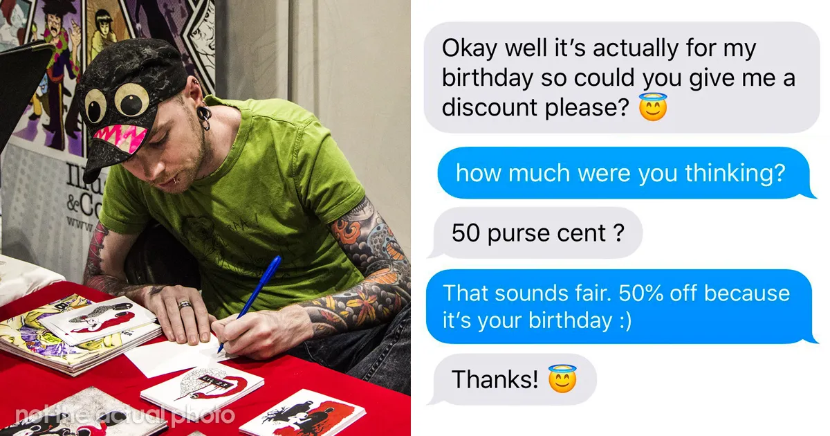 "It's My Birthday, Too!" Artist Responds To Choosing Beggar With Their Own Trick, And They Immediately Lose It