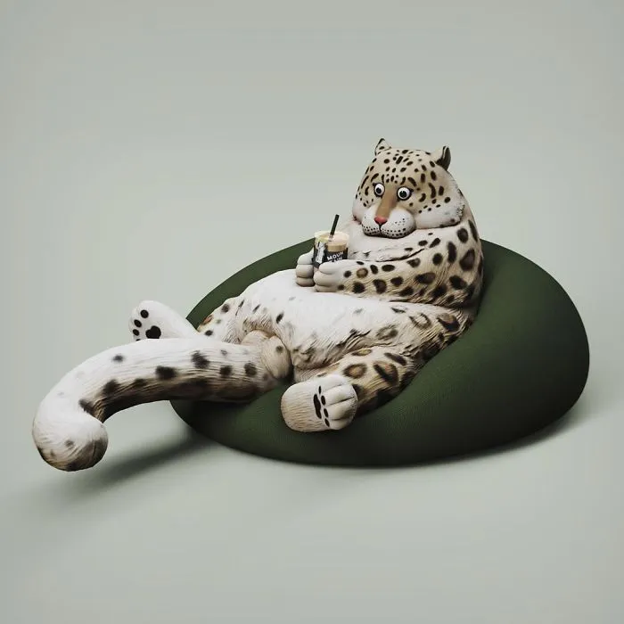 Chinese Artist Creates 20 Pics Of Slothful Animals To Parody How Lazy This Generation Is Becoming