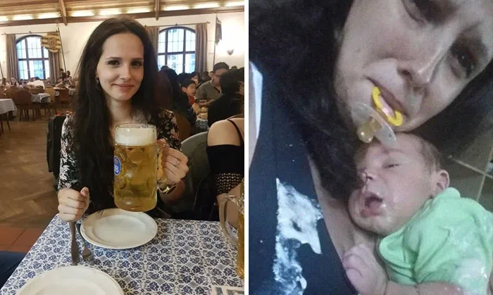 Antes vomitaba después de beber demasiado, ahora es el bebé