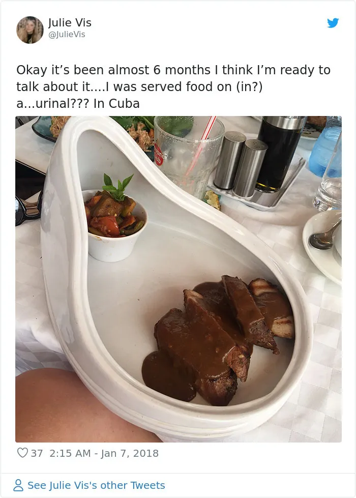Me han servido la comida en un orinal en Cuba