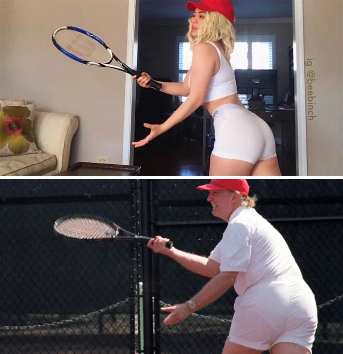 Donald Trump jugando al tenis