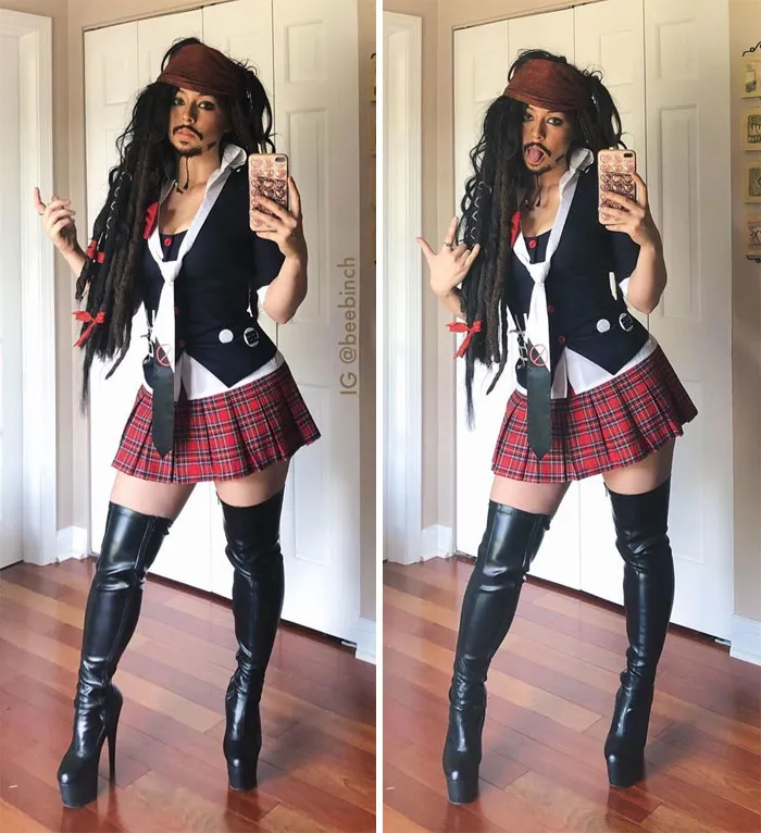 Enoshima Junko + Jack Sparrow (Piratas del Caribe)