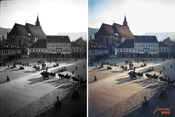 Main Square In Brasov's Old Town Centre, Romania, Early 20th Century