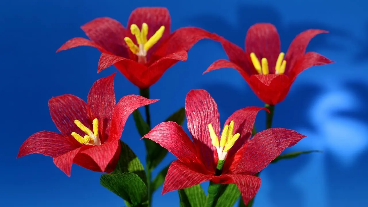 How To Make Beautiful Origami Stick Flowers From Crepe Paper-Paper Stick Flowers Ideas