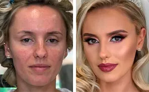 23 Photos Taken Before And After Brides Got Their Wedding Makeup (New Pics)
