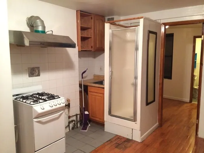Shower In The Middle Of A Kitchen