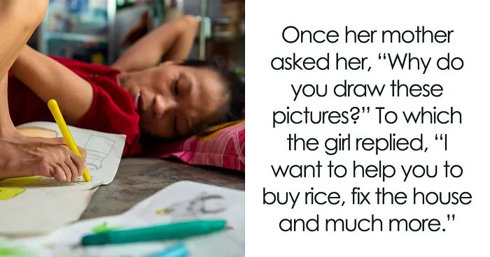 This 27-Year-Old Girl Is Disabled But She Uses Her Feet To Draw Optimistic Pictures With Hopes Of Supporting Her Mother