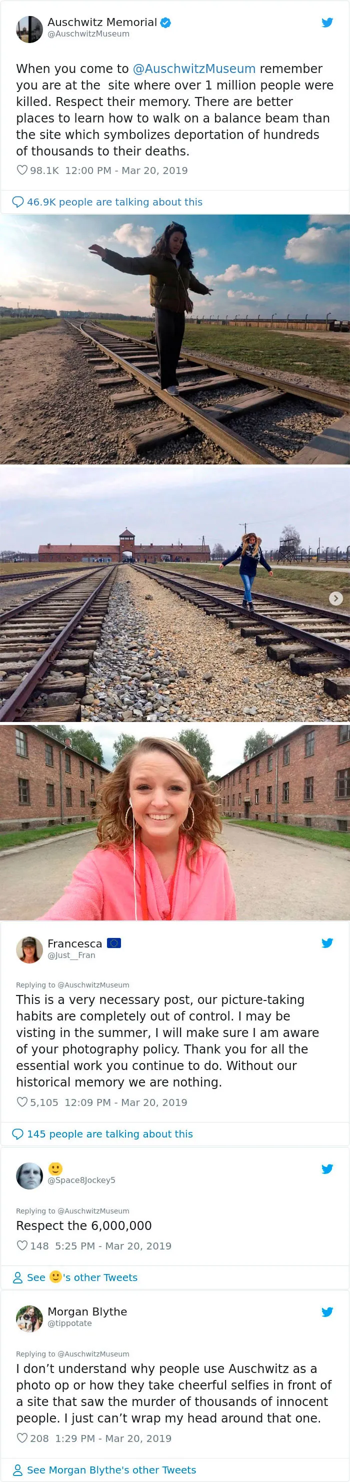 When You Come To Auschwitz Museum Remember You Are At The  Site Where Over 1 Million People Were Killed. Respect Their Memory. There Are Better Places To Learn How To Walk On A Balance Beam Than The Site Which Symbolizes Deportation Of Hundreds Of Thousands To Their Deaths