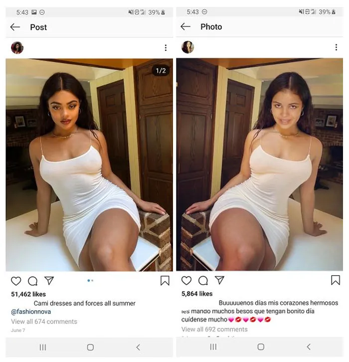 La chica de la derecha roba los cuerpos de modelos para su instagram