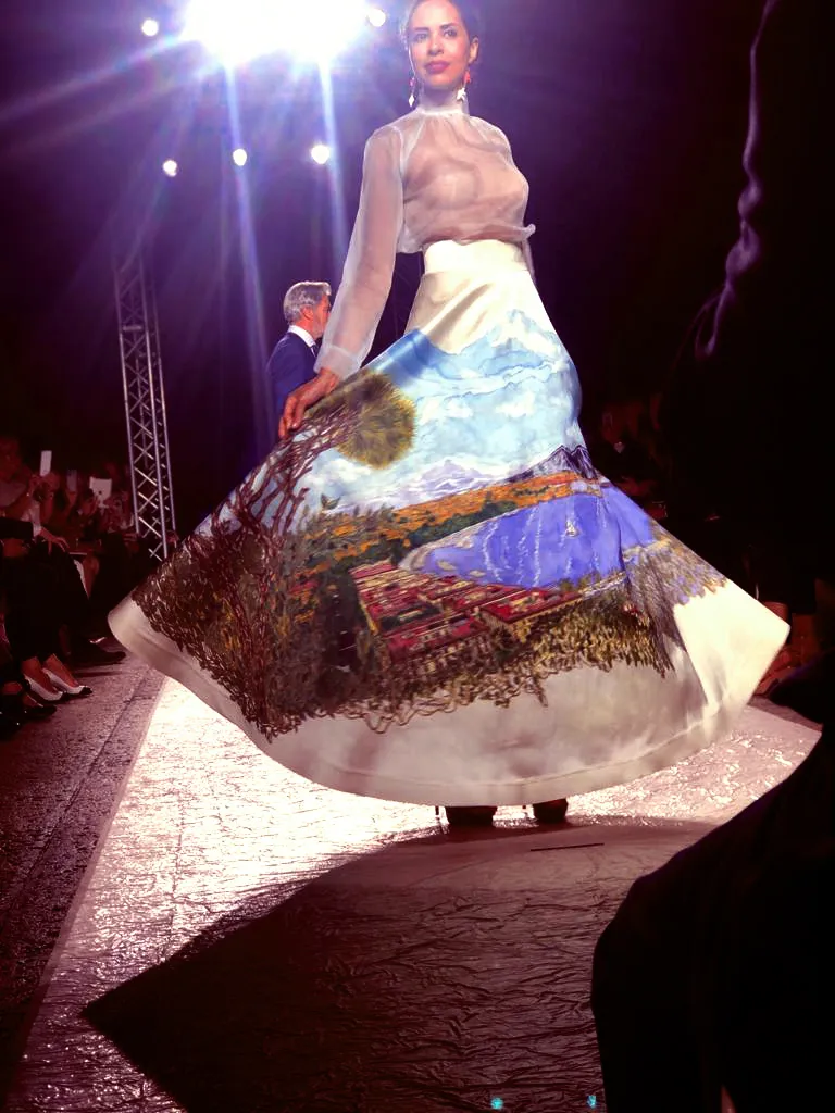 "Napule È Mille Culure" Handmade Silkpainted By Texile- Artist   Maristella De Giuseppe Tailored By Maestro Sartore Angela Barone
