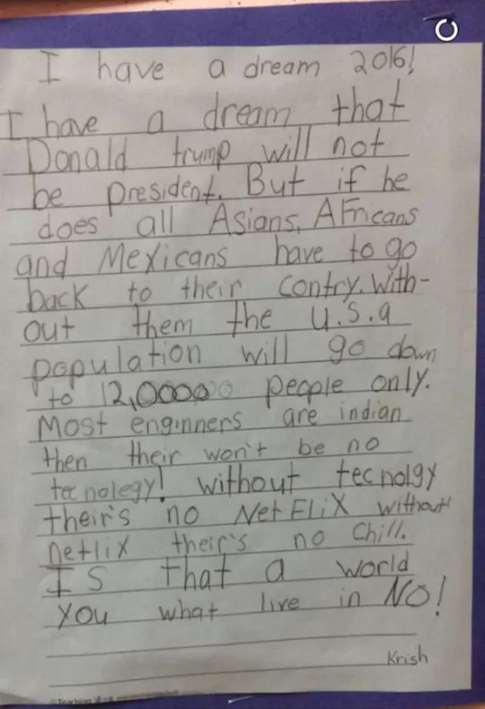 Kid Opposes Trump's Policies; Just Wants To Netflix And Chill